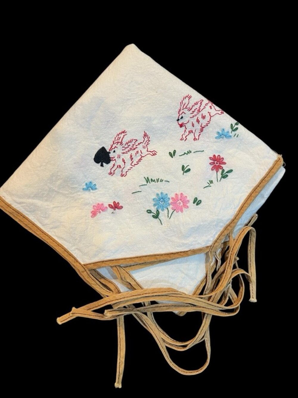 Dog Embroidered Playing Card Table Cover Tablecloth Bridge Hearts Spades Clubs